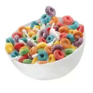 Pot of color ful cereal rings